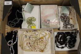 A TRAY OF ASSORTED SEMI PRECIOUS GEMSTONE JEWELLERY ETC