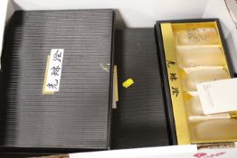 THREE BOX SETS OF ORIENTAL GLASS WARE