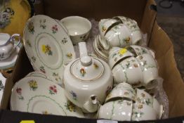 A ROYAL DOULTON TEASET COMPRISING APPROX 41 ITEMS TO INCLUDE 2 CAKE PLATES, TEAPOTS, SET OF 12 CUPS,