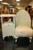 A LLOYD LOOK CHAIR AND BEDSIDE CABINET (2)