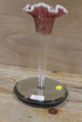A EPERGNE STYLE VASE ON MIRRORED GLASS BASE