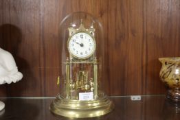 A GUSTAV BECKER STYLE ANNIVERSARY CLOCK UNDER GLASS DOME
