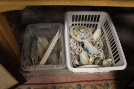 TWO TRAYS OF MASONS REGENCY DINNERWARE ETC