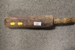 A EARLY WOODEN STAIN GLASS WINDOW LEAD TAMPER