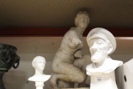 A BUST OF A GENTLEMAN TOGETHER WITH TWO OTHERS