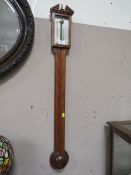 A 20TH CENTURY INLAID STICK BAROMETER