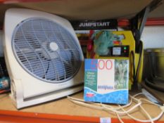 A CARLTON COOLING FAN, POND PUMP AND TWO STARTER PACKS