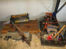 A SELECTION OF VARIOUS HAND TOOLS AND HARDWARE