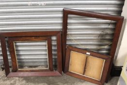 THREE 19TH CENTURY ROSEWOOD PICTURE FRAMES, together with a mahogany picture frame, average frame