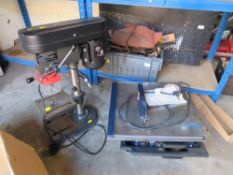 A FERN FTC-600 ELECTRIC TILE CUTTER TOGETHER WITH A CH10 THREE SPEED PILLAR DRILL