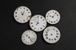 FIVE ANTIQUE TRENCH WRISTWATCH MOVEMENTS
