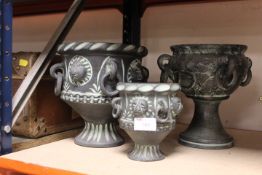 THREE GRADUATED CERAMIC PLANTERS