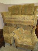 A MODERN 3 PIECE UPHOLSTERED SUITE AND CUSHIONS