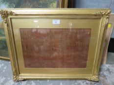 A LATE 19TH / EARLY 20TH CENTURY DECORATIVE GOLD WATERCOLOUR FRAME, with corner embellishments, with