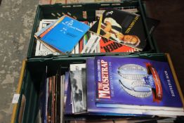 TWO TRAYS CONTAINING A GOOD SELECTION OF THEATRE PROGRAMMES FROM THE 1970 ONWARDS