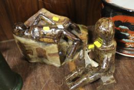 TWO MODERNIST POTTERY FIGURE STUDIES. ONE WITH INITIALS J.H. TO BASE