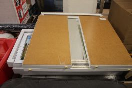 A TRAY OF PICTURES TOGETHER WITH A WHITE AND GILT DRESSING TABLE MIRROR