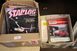 TWO BOXES OF MAGAZINES, STARLOG, AIRFIX, AND RAILWAY MODLER