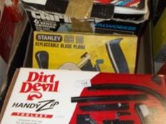 A CLARKS 6INCH BENCH GRINDER TOGETHER WITH A STANLEY PLANE AND A STANLEY COMBINATION PLANE