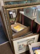 THREE PICTURE TOGETHER WITH A GILT FRAME MIRROR