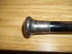 A METAL TOPPED AND TIPPED WALKING STICK