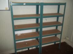 TWO METAL STORAGE SHELVES (END STORE ROOM)