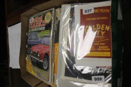 A TRAY OF MISCELLANEOUS EPHEMRA, MAGAZINES, AUTOGRAPHS ETC