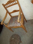 ANTIQUE OCCASIONAL CHAIR AND FOOTSTOOL