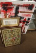 9 PICTURES INCLUDING TAPESTRY AND ONE CANVAS