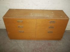 A TEAK RETRO SIDE BY SIDE CHEST OF 6 DRAWERS