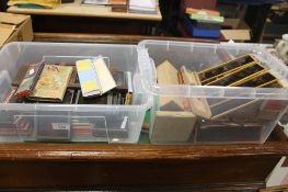 TWO BOXES OF MAGIC LANTERN SLIDES