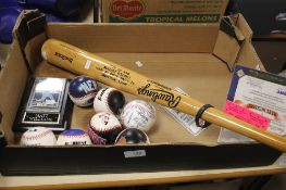 RAWLINGS BIGSTICK MATT WILLIAMS BASEBALL BAT TOGETHER WITH 7 MAJOR LEAGUE BASEBALLS ONE AUTOGRAPHED