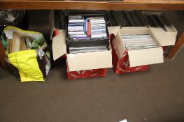 6 BOXES OF LP RECORDS TOGETHER WITH POP MUSIC CDS AND A BAG OF PICTURES