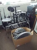 A ROLAND GIBRALTAR ELECTRIC DRUM KIT WITH EVANS DRUMS