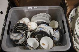 TWO PART TEA SETS TO INCLUDE ORIENTAL EXAMPLE TO INCLUDE COPPER BASS DOLLY TUB PLUNGER