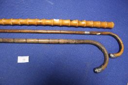 THREE WALKING STICKS LONGEST 91CM
