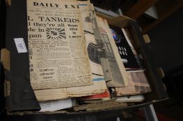 TRAY OF ASSORTED NEWPAPER CUTTINGS AND MAGAZINES