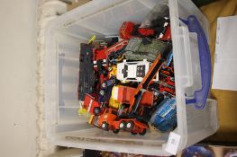 A LARGE TUB OF PLAYWORN DIE CAST , TO INCLUDE, DINKY, CORGI, MATCHBOX, TONKA, LLEDO ETC