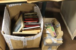 A BOX OF MIXED COMICS AND COMIC BOOKS TOGETHER WITH A LARGE BOX OF PICTURES