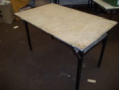 SIX SMALL FOLDING METAL LEGGED TABLES