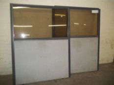 TWO ALUMINIUM FRAMED OFFICE PARTITIONS (DOWNSTAIRS)