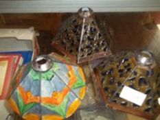 THREE TIFFANY STYLE LAMPSHADES