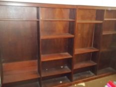 TWO LARGE MODERN DOUBLE MAHOGANY BOOKSHELVES (STORE RH SIDE OF PAYMENT OFFICE)