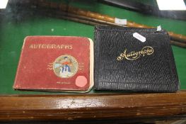TWO AUTOGRAPHS BOOKS SIGNED BY CRICKETERS AND FOOTBALLERS