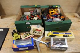 TWO TRAYS OF TOYS TO INCLUDE DIECAST VEHICLES