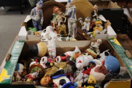 TWO TRAYS OF CERAMICS TO INCLUDE MANY CLOWN FIGURES
