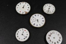 FIVE ANTIQUE TRENCH WRISTWATCH MOVEMENTS