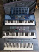 THREE YAMAHA KEYBOARDS TO INCLUDE PSR-100, PSR-215 AN D PSR-270 9 (NO MAINS ADAPTORS )
