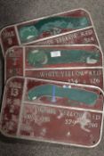 THREE VINTAGE CAST IRON GOLF COURSE HOLE NUMBER SIGNS