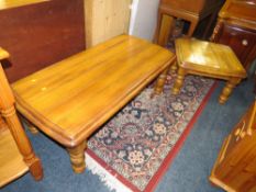 A LARGE MODERN COFFEE TABLE AND A LAMP TABLE (2) S/D